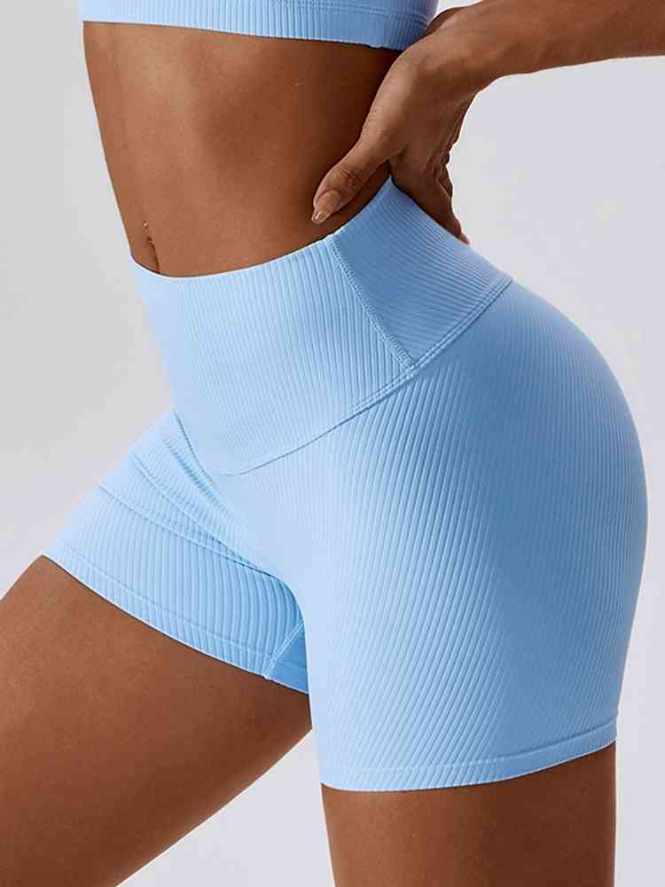 Wide Waistband Slim Fit Shorts - Scrunch