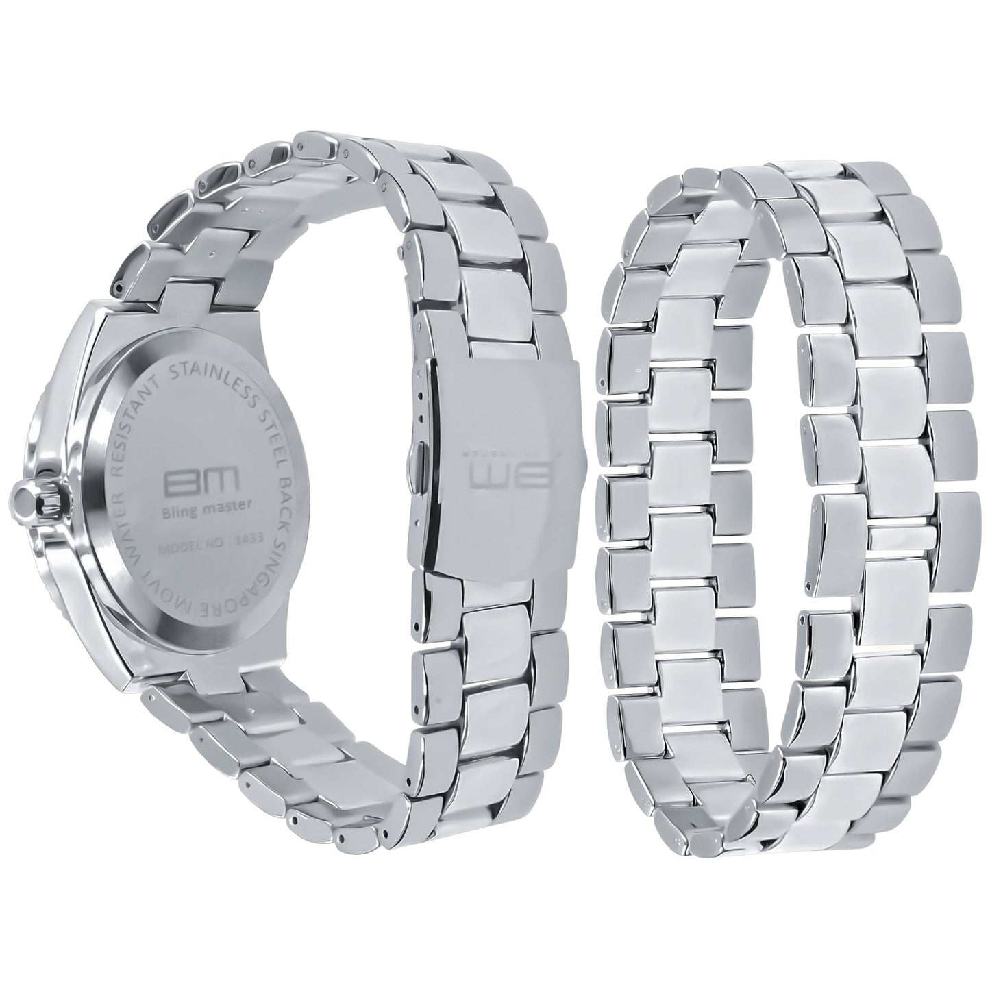 Alaskan Ice Silver Watch & Bracelet Set - Fully Iced Stainless Steel