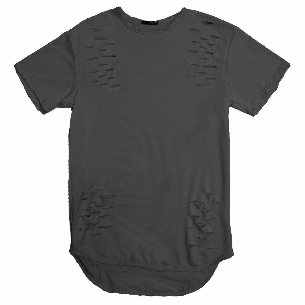 DISTRESSED SCALLOP TEE- GREY - Leo Cor by Forte