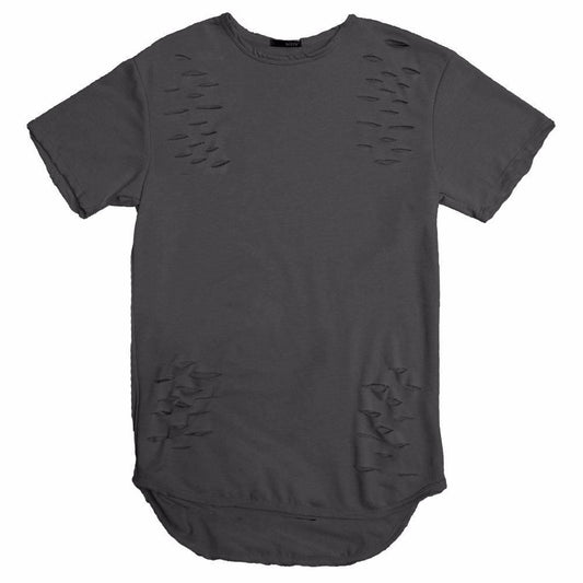 DISTRESSED SCALLOP TEE- GREY - Leo Cor by Forte