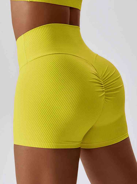 Wide Waistband Slim Fit Shorts - Scrunch