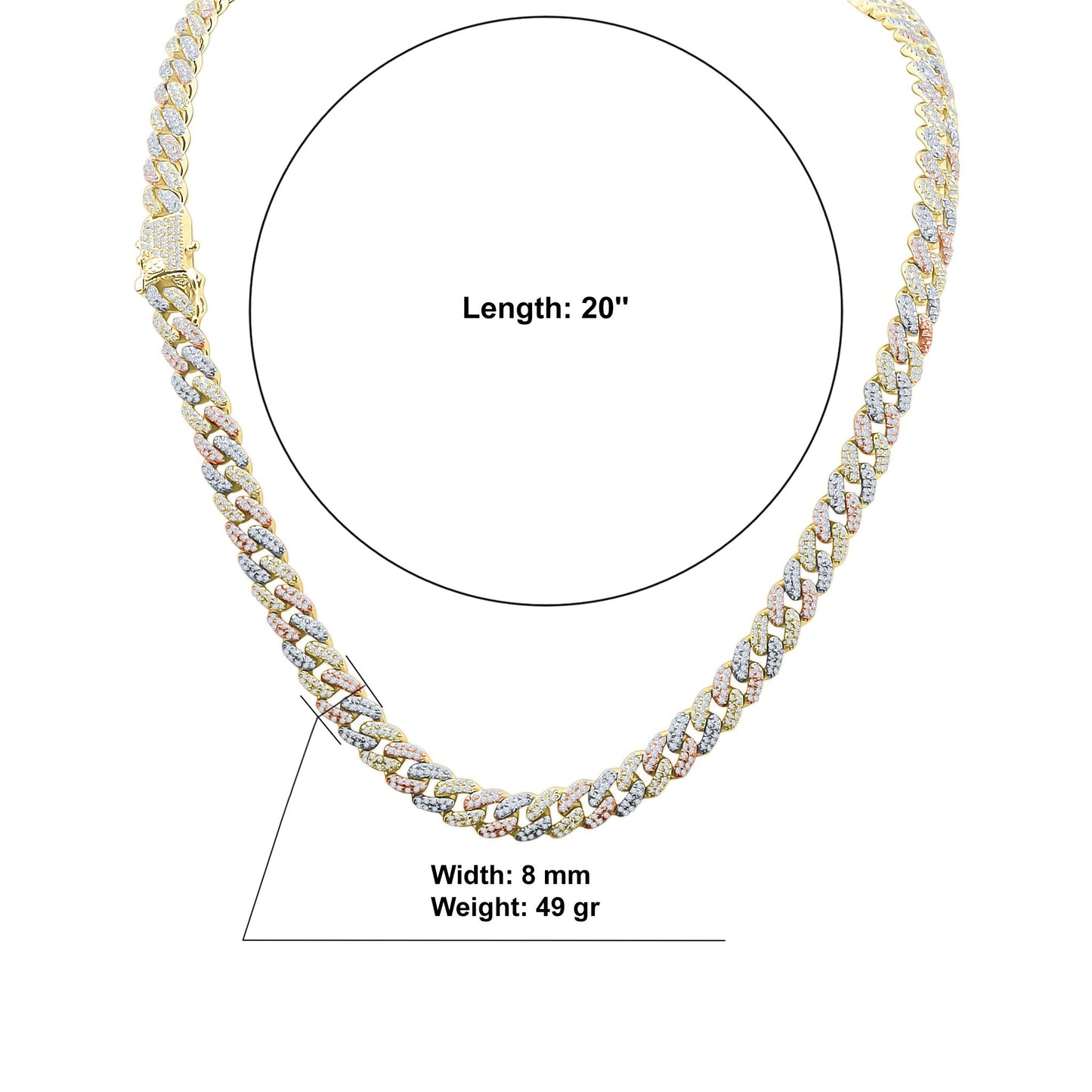 Mixed-Stone Cuban Link Chain - 6MM - Leo Cor by Forte