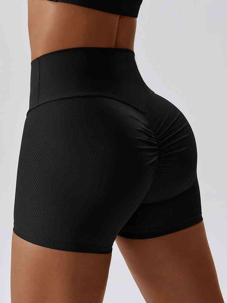 Wide Waistband Slim Fit Shorts - Scrunch