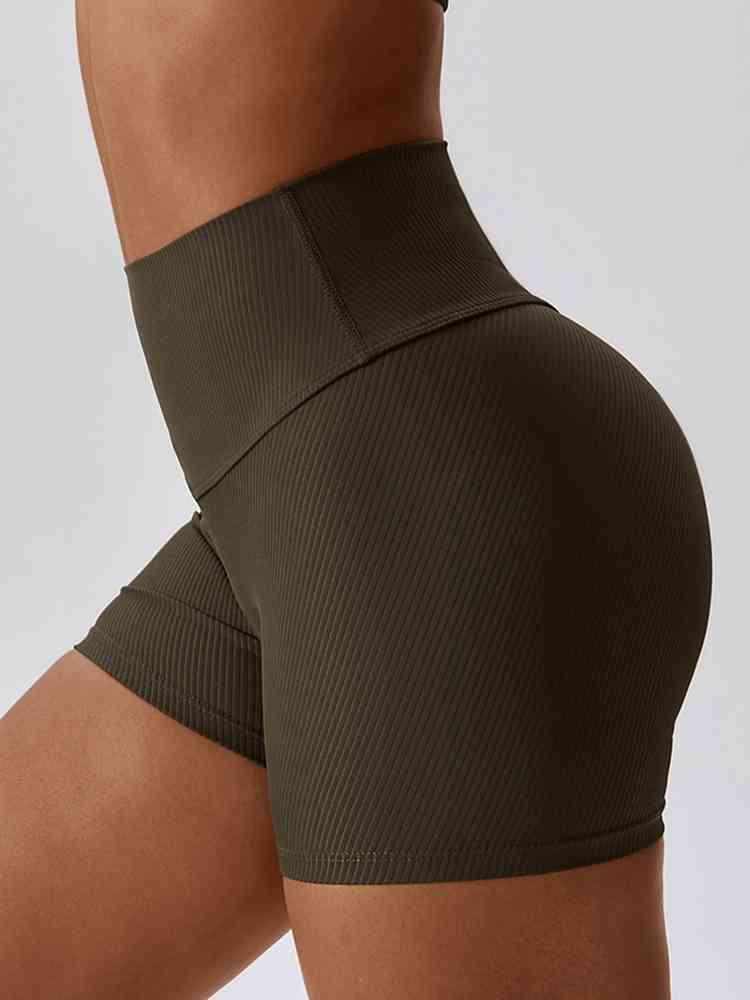 Wide Waistband Slim Fit Shorts - Scrunch