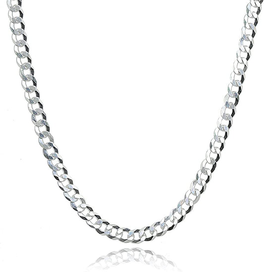 White Gold Cuban Curb Link Chain - 2.5MM