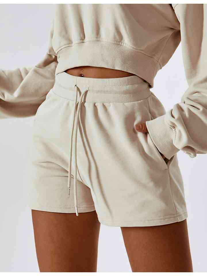 Drawstring Smocked Waist Shorts