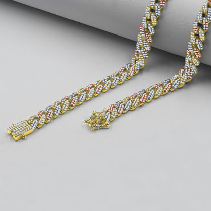 Mixed-Stone Cuban Link Chain - 6MM - Leo Cor by Forte