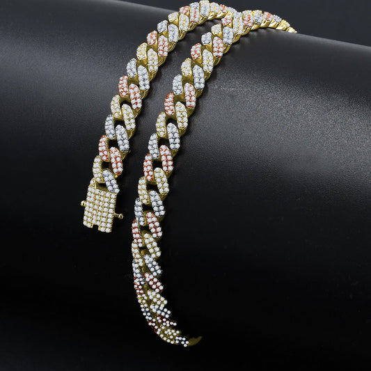 Mixed-Stone Cuban Link Chain - 6MM - Leo Cor by Forte