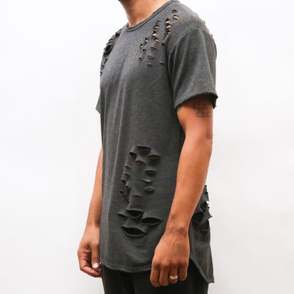 DISTRESSED SCALLOP TEE- GREY - Leo Cor by Forte